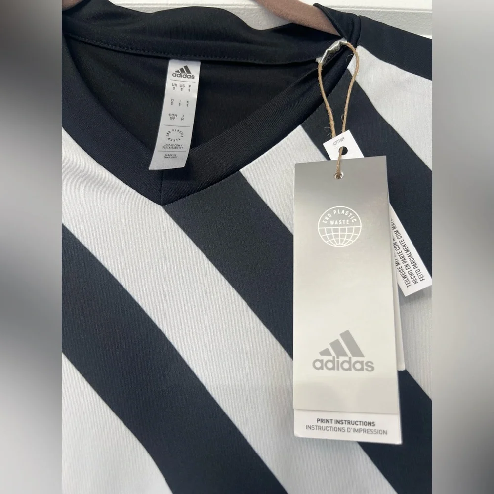 Adidas Soccer Jersey / DryFit Exercise Shirt Black & White NEW - Picture 4 of 6